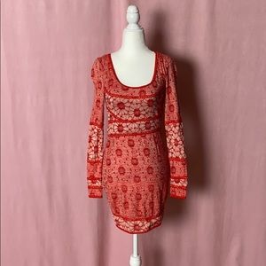 Free People dress red floral design extra small